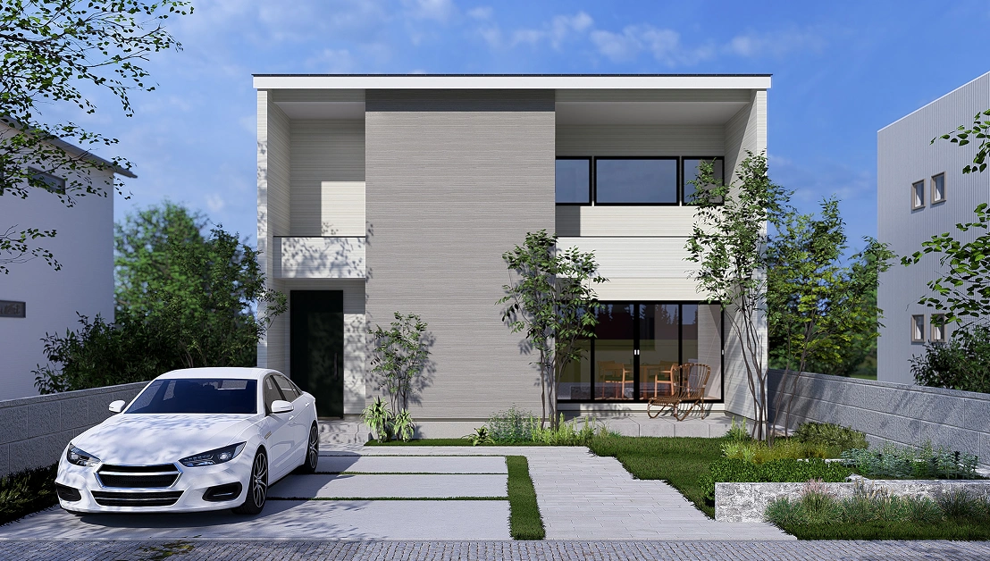 テラスとつながる家